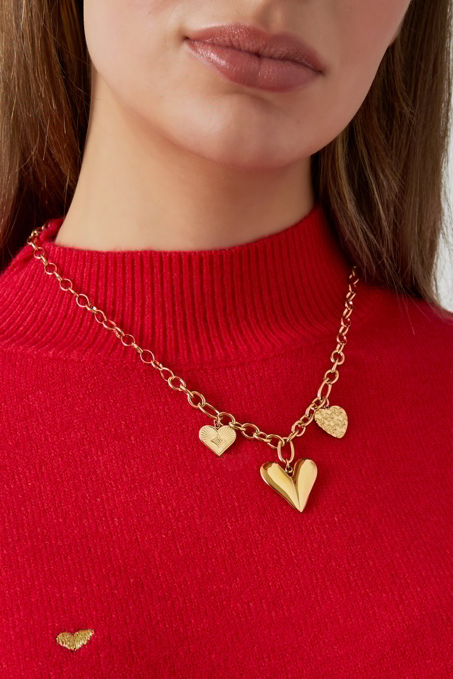 Collana triplo cuore - Colore argento Immagine2